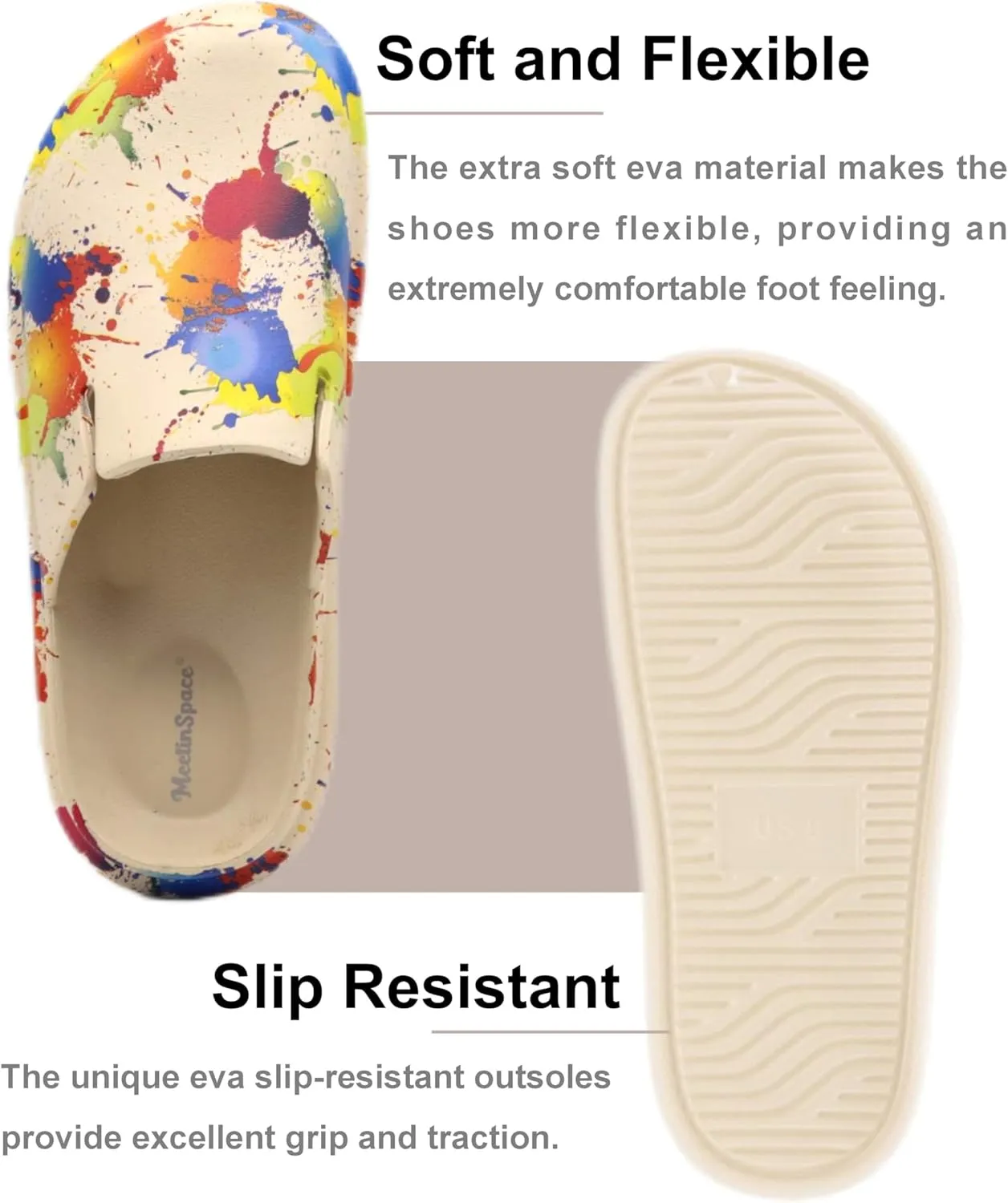 Meetinspace Women Men Unisex EVA Clogs Dupes Wide Round Toe Mules Lightweight Comfortable House Slipper Couples Slip On Shoes
