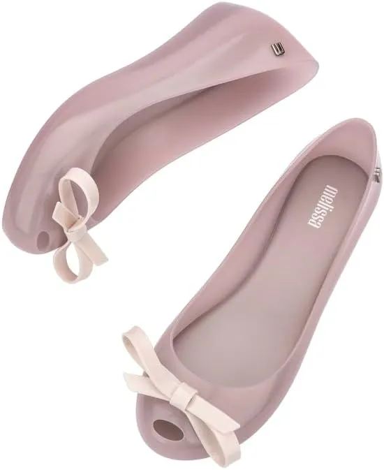 Melissa Ultragirl Bow II Flat - Versatile Slip-On Design - Stylish Flats for Women - Sweet Bow Detail - Comfy Fit - PVC & Metal Upper - Laminated Insole - Bubblegum Scent - Dressy Flats