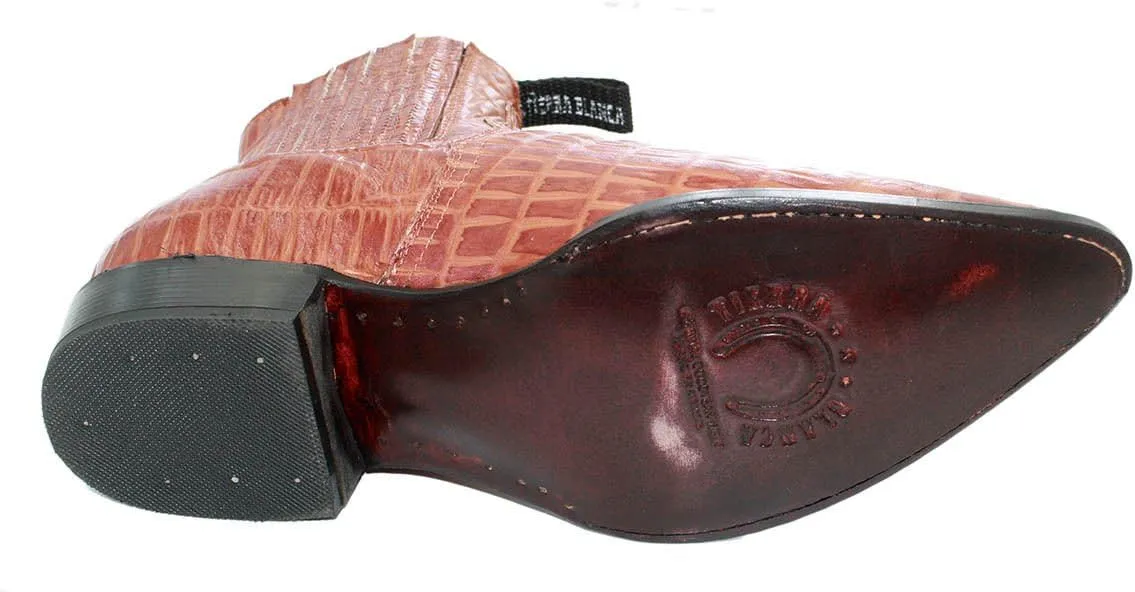Men Genuine Cow Leather Crocodile Print Short Ankle Western j Toe Boots