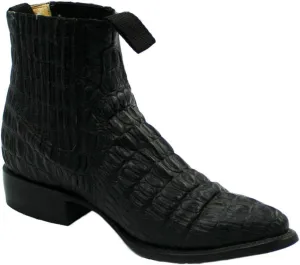 Men Genuine Cow Leather Crocodile Print Short Ankle Western j Toe Boots