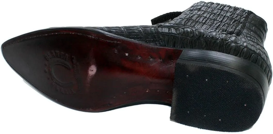 Men Genuine Cow Leather Crocodile Print Short Ankle Western j Toe Boots