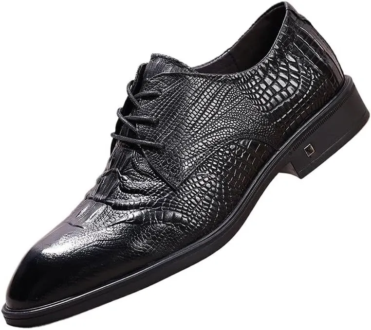 Men's Alligator Crocodile Print Oxfords Fashion Lace Up Dress Shoes Office Working Derby Shoes Fashion Comfort Luxury Soft