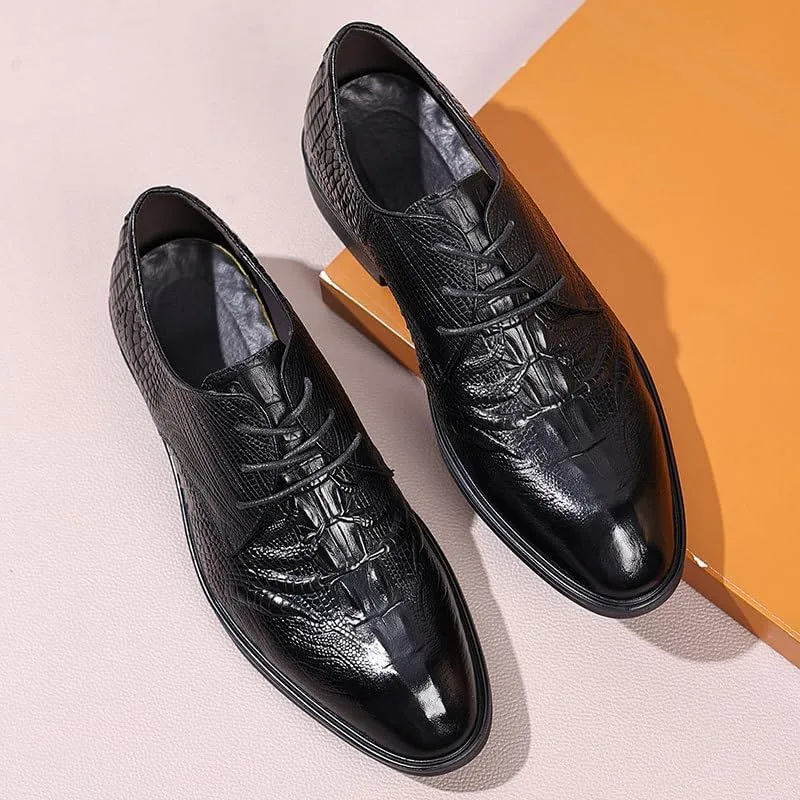 Men's Alligator Crocodile Print Oxfords Fashion Lace Up Dress Shoes Office Working Derby Shoes Fashion Comfort Luxury Soft