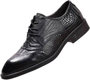 Men's Alligator Crocodile Print Oxfords Fashion Lace Up Dress Shoes Office Working Derby Shoes Fashion Comfort Luxury Soft