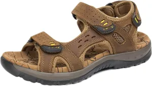 Mens Athletic Sandals Open Toe Hiking Sandals Outdoor Leather Sandals Casual Beach Sandals