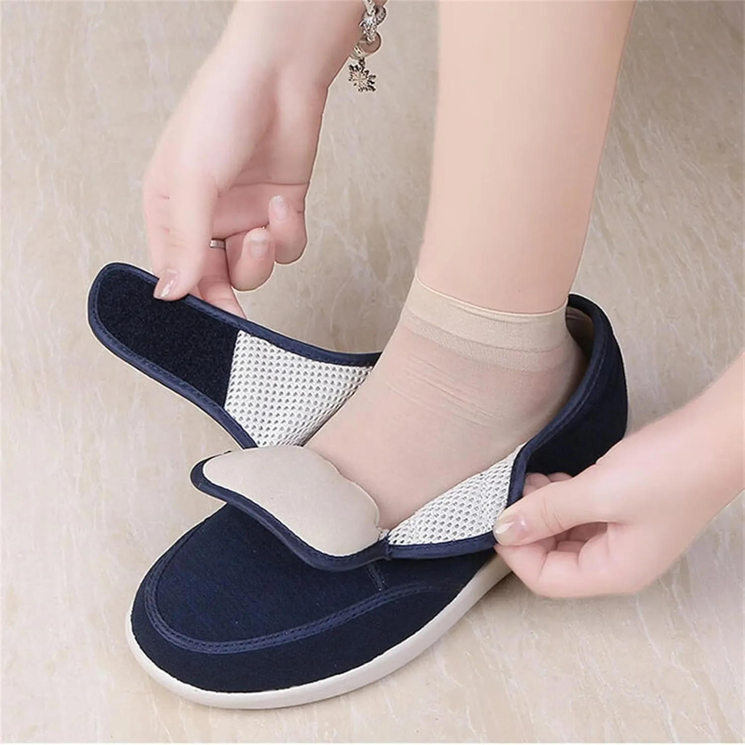 Men's Autumn and Winter Comfy Warm Diabetic Edema Shoes, Men's Width Breathable Slip-On Shoes, with Adjustable Straps, for Swollen Feet Arch Support Orthopedic Sneakers