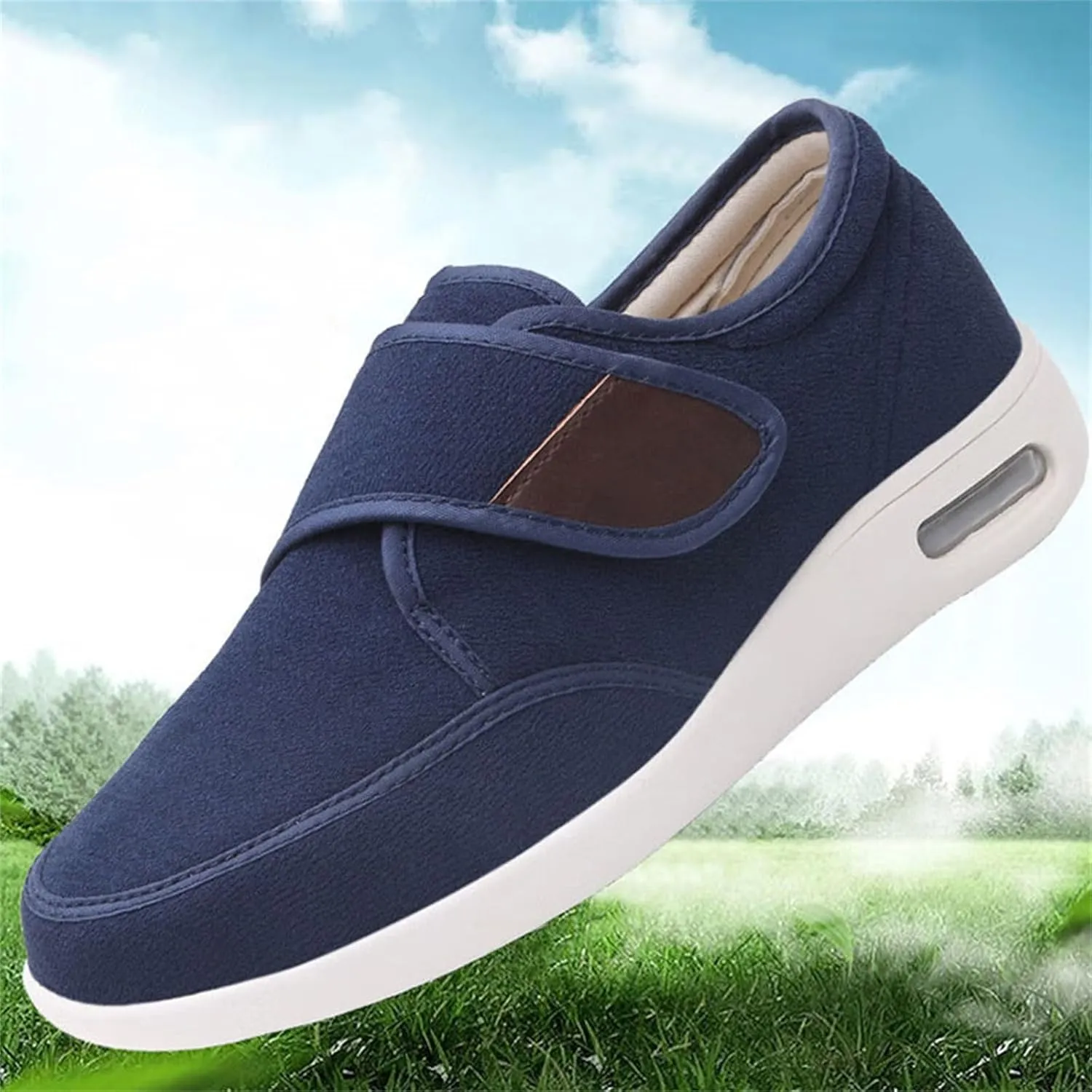 Men's Autumn and Winter Comfy Warm Diabetic Edema Shoes, Men's Width Breathable Slip-On Shoes, with Adjustable Straps, for Swollen Feet Arch Support Orthopedic Sneakers