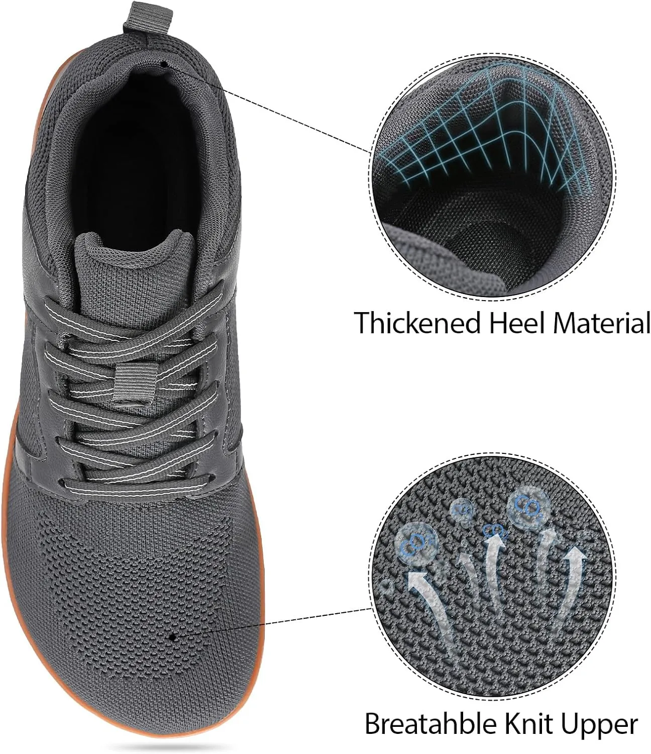 Men's Barefoot Shoes Wide Toe Walking Shoes Minimalist Cross-Trainer Shoes Zero Drop Sole Breathable Trail Running Sneakers
