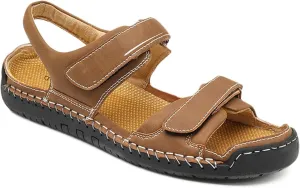 Mens Casual Leather Sandals Beach Shoes Summer Sandals for Hiking Trekking Walking Outdoor Sandals