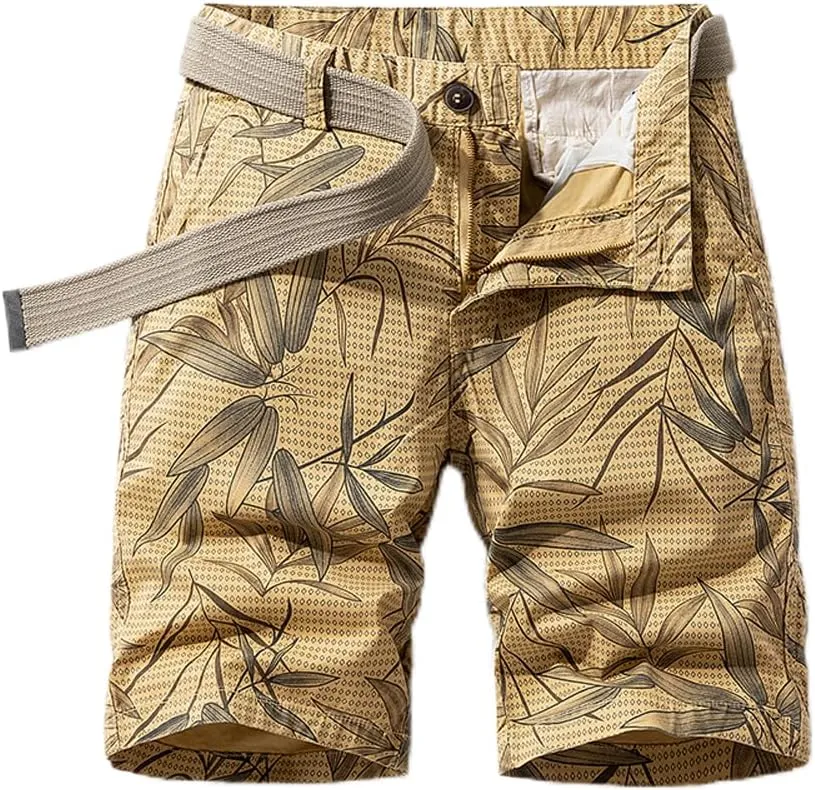 Men's Cotton Cargo Casual Shorts Summer Prints Regular Fit Stretchable Shorts