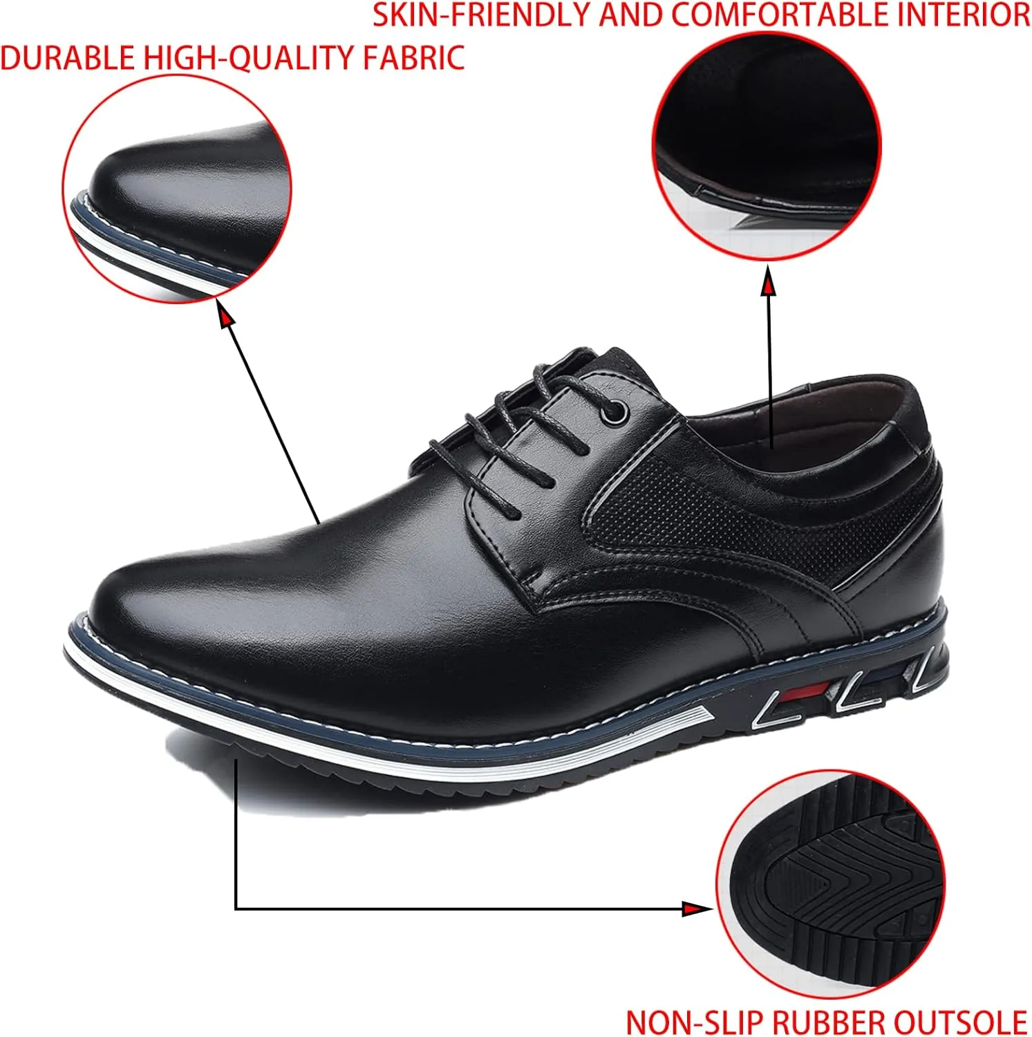 Men's Fashion Oxford Rovers Orthopedic Leather Shoes Casual Business Derby Lace-up Business Luxury Dress Loafers Flats Work Office Sneaker Driving Shoes