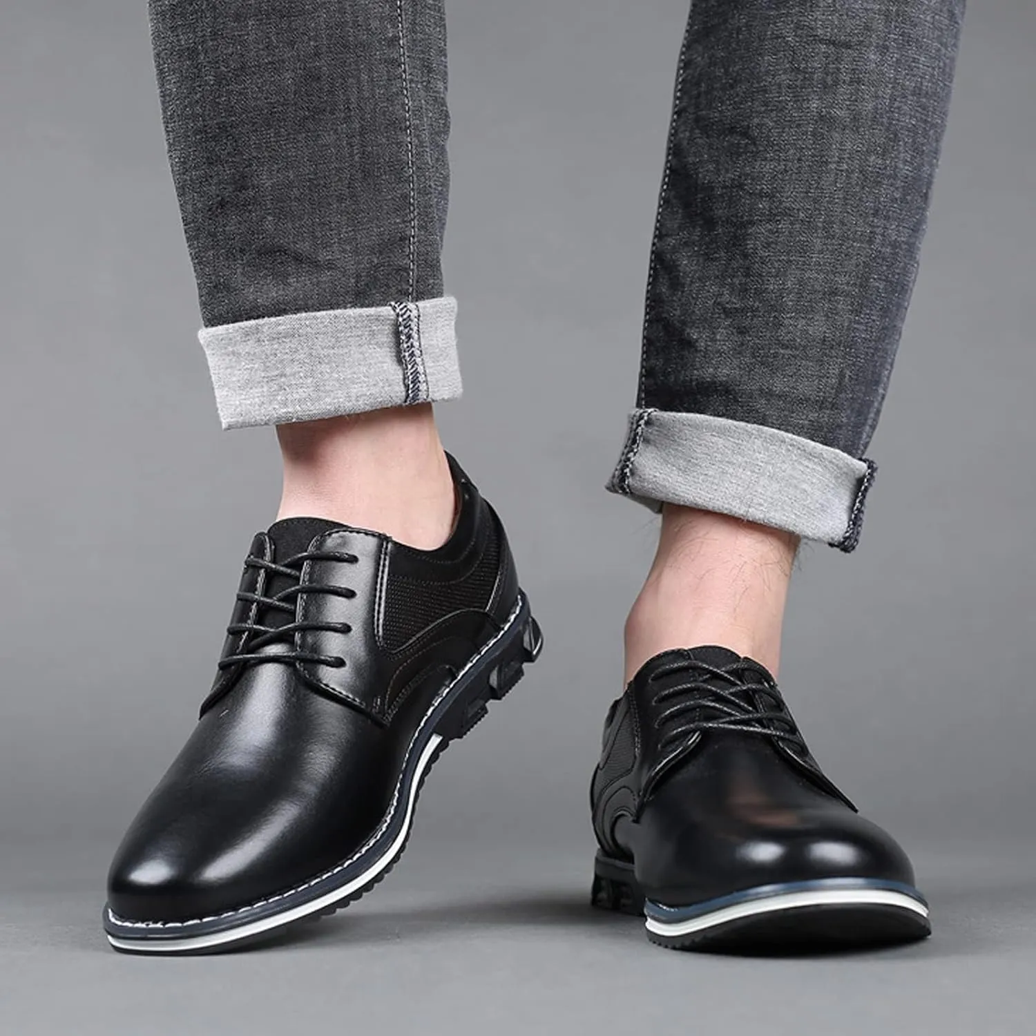 Men's Fashion Oxford Rovers Orthopedic Leather Shoes Casual Business Derby Lace-up Business Luxury Dress Loafers Flats Work Office Sneaker Driving Shoes