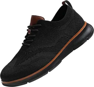 Men's Knit Breeze Mesh Sneakers Oxfords Lace-Up Non Slip Work Shoes Women Casual Slip On Shoes Casual Men Shoes Sneakers Black Tennis Shoe Loafers Shoe