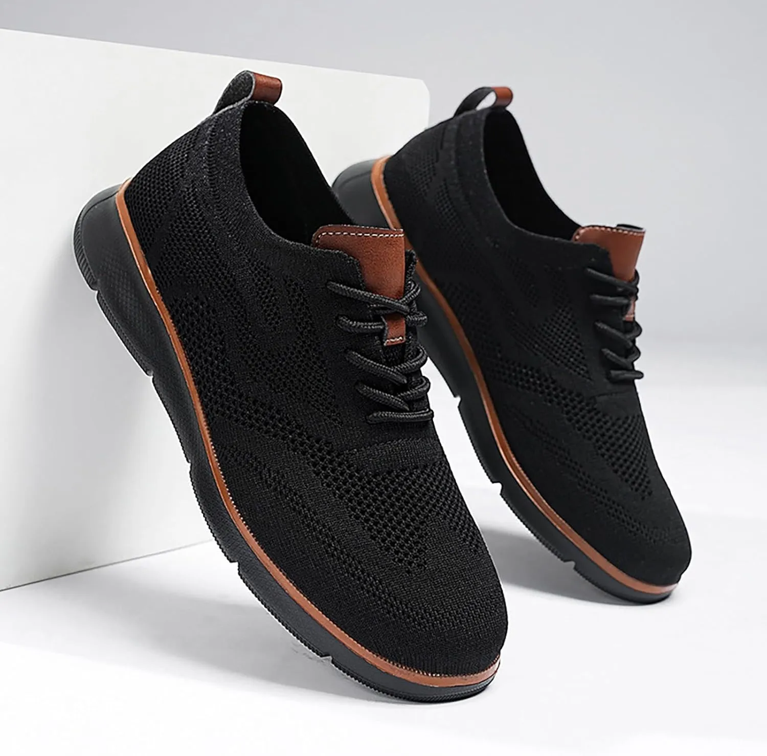 Men's Knit Breeze Mesh Sneakers Oxfords Lace-Up Non Slip Work Shoes Women Casual Slip On Shoes Casual Men Shoes Sneakers Black Tennis Shoe Loafers Shoe