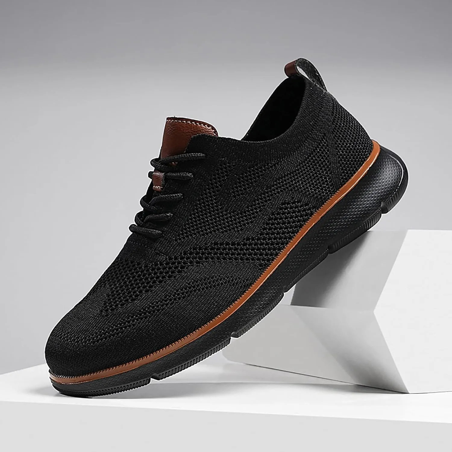 Men's Knit Breeze Mesh Sneakers Oxfords Lace-Up Non Slip Work Shoes Women Casual Slip On Shoes Casual Men Shoes Sneakers Black Tennis Shoe Loafers Shoe