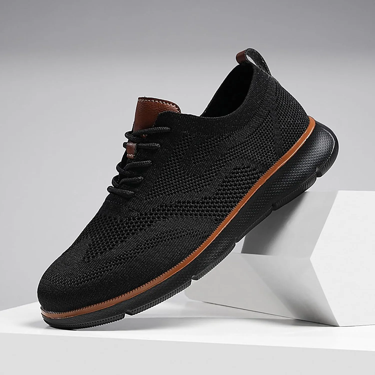 Men's Knit Breeze Mesh Sneakers Oxfords Lace-Up Non Slip Work Shoes Women Casual Slip On Shoes Casual Men Shoes Sneakers Black Tennis Shoe Loafers Shoe