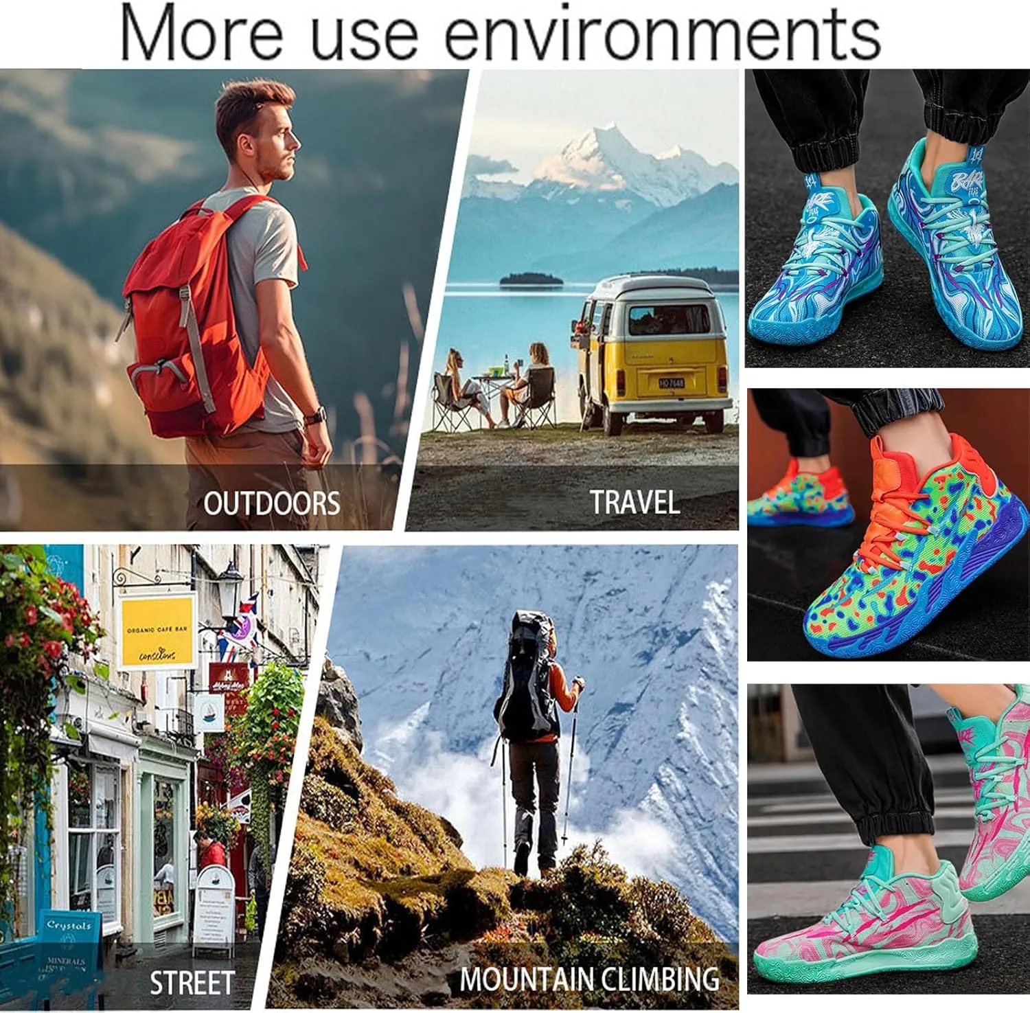 Mens Lace Up Multicolor High Top Basketball Shoe Non-Slip Breathable Running Shoes Fahsion Lightweight Outdoor Gym Sneakers