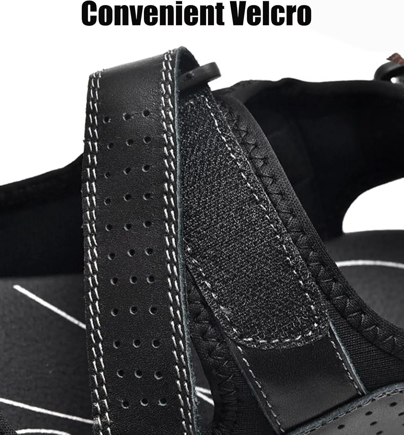 Men's Leather Sandals Summer Open Toe Outdoor Walking Hiking Sandals Casual Beach Sandals
