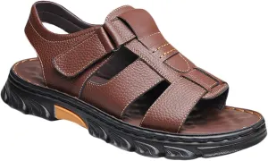 Mens Leather Sports Sandals Breathable Outdoor Walking Shoes Summer Beach Sandals for Hiking Trekking