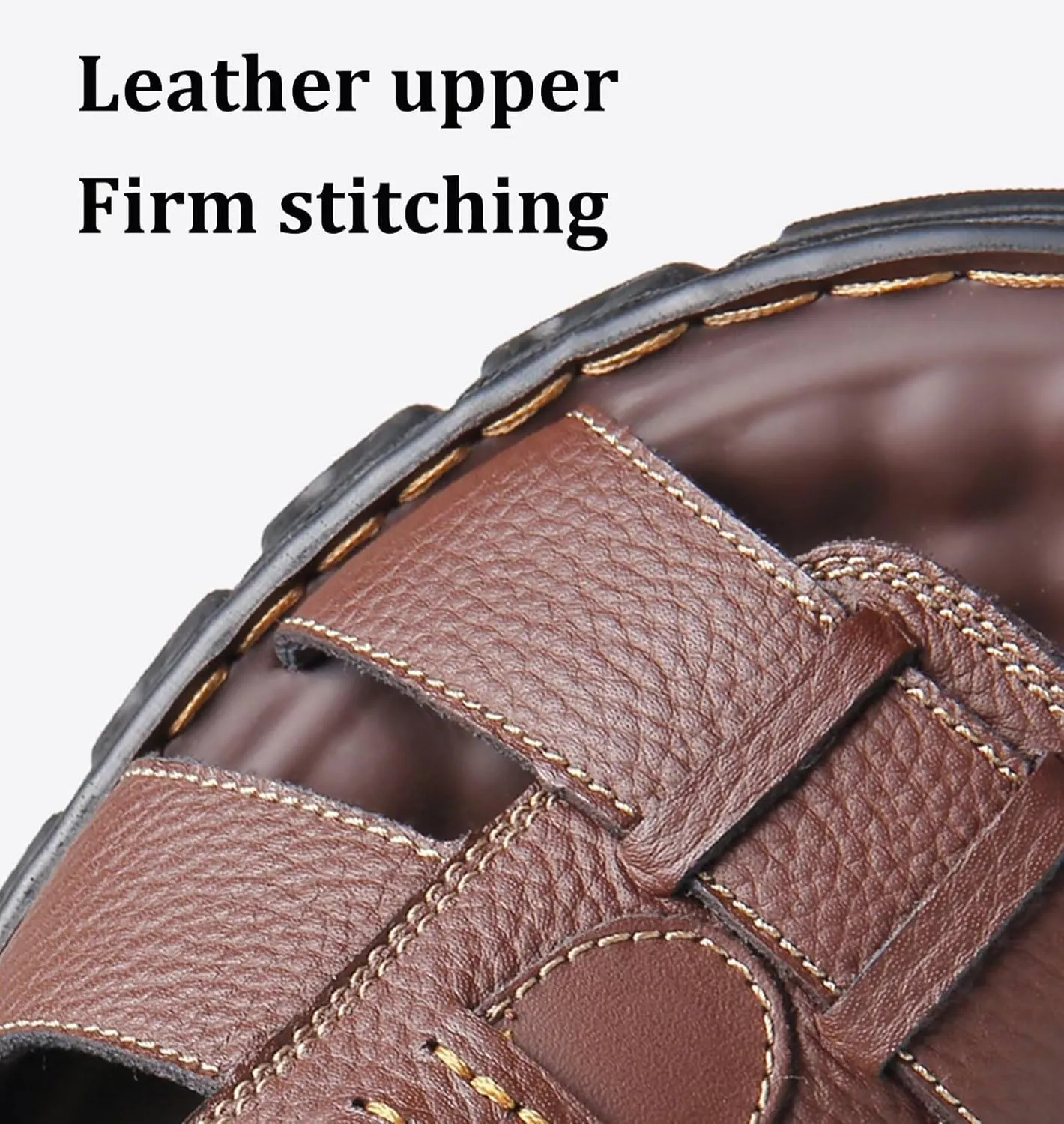 Mens Leather Sports Sandals Breathable Outdoor Walking Shoes Summer Beach Sandals for Hiking Trekking