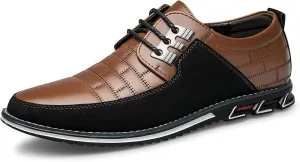 Men's Premium Leather Dress Shoes Comfort Business Casual Oxford Shoes Fashion Dress Sneakers Soft Loafers Derby Shoe for Office Working Walking Driving
