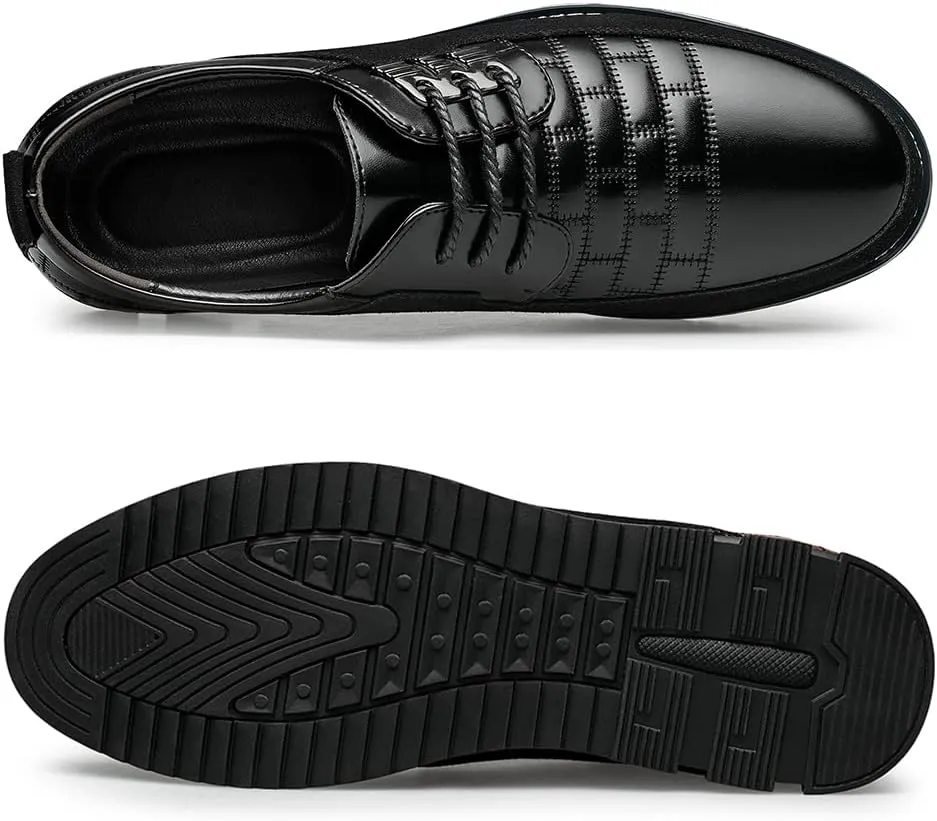 Men's Premium Leather Dress Shoes Comfort Business Casual Oxford Shoes Fashion Dress Sneakers Soft Loafers Derby Shoe for Office Working Walking Driving