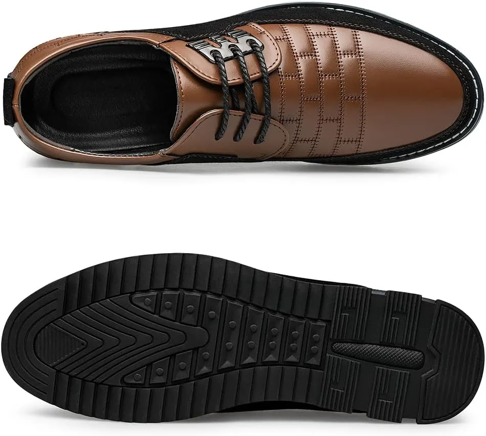 Men's Premium Leather Dress Shoes Comfort Business Casual Oxford Shoes Fashion Dress Sneakers Soft Loafers Derby Shoe for Office Working Walking Driving