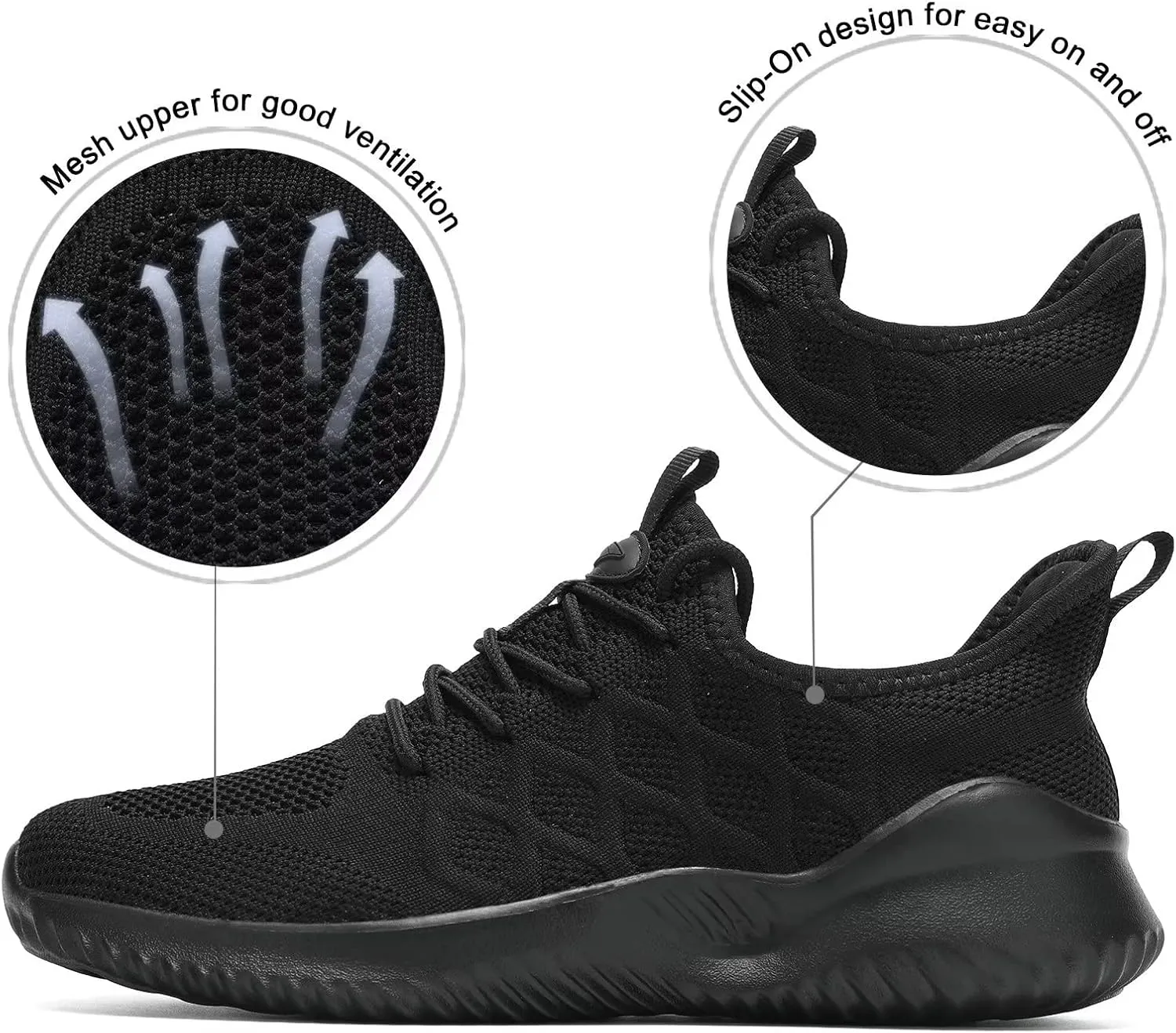 Mens Running Shoes Slip on Tennis Walking Sneakers Casual Mesh Breathable Lightweight Work Sport Shoes