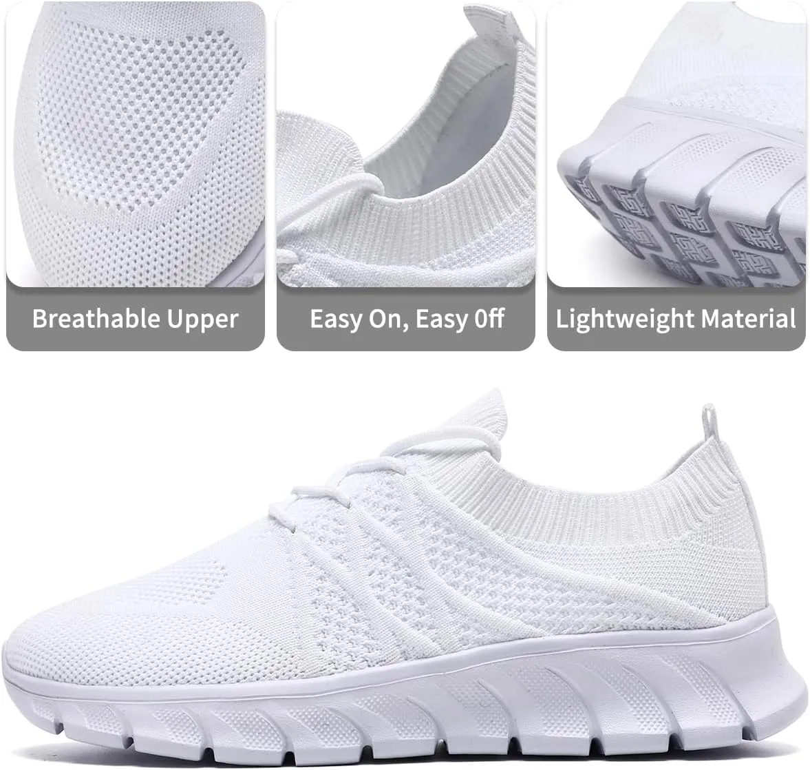 Mens Running Shoes Slip on Walking Sneakers Workout Sports Athletic Gym Ultra Lightweight Casual Fashion Breathable Mesh Comfortable