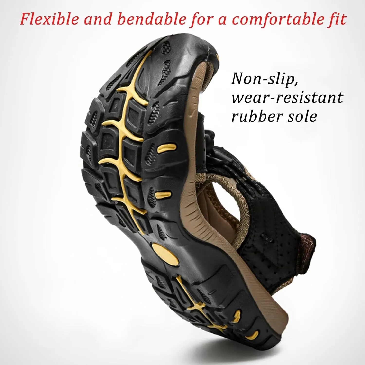 Men's Sandals Leather Closed Toe Beach Outdoor Summer Sport Hiking Sandals Size 6-11