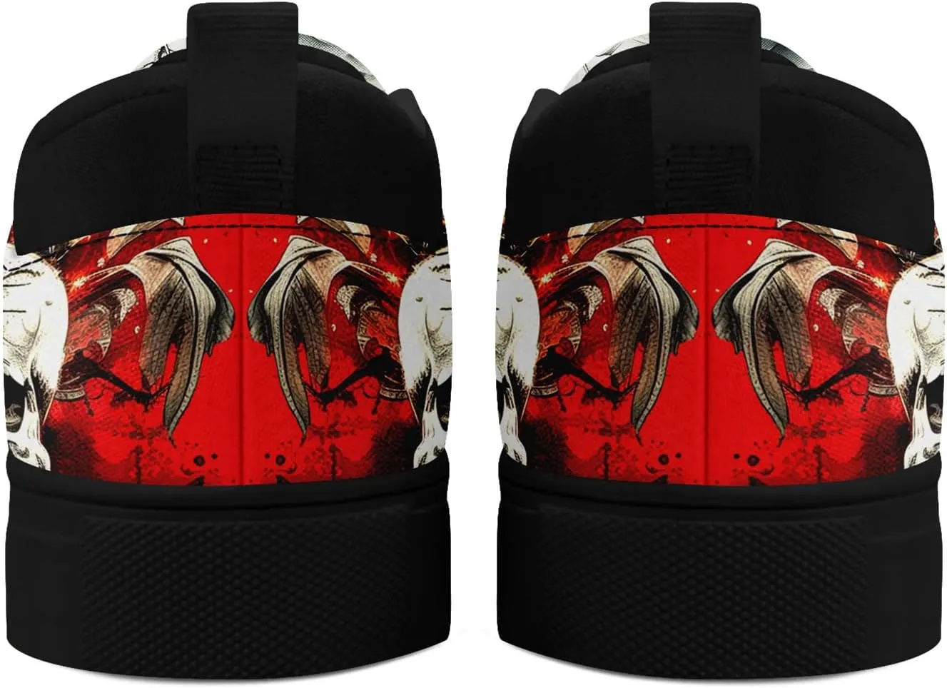 Men's Slip-On Canvas Shoes Gothic Skull Print Casual Lightweight Loafers Comfortable Walking Sneaker for Women