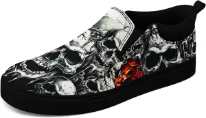 Men's Slip-On Canvas Shoes Gothic Skull Print Casual Lightweight Loafers Comfortable Walking Sneaker for Women
