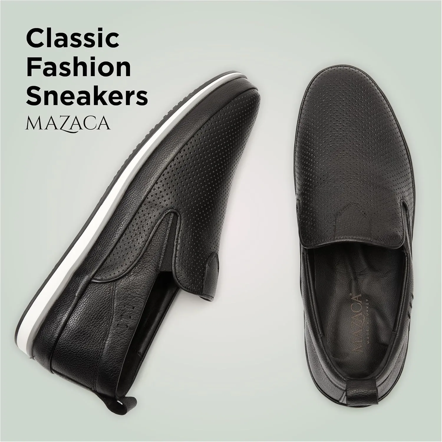 Men's Slip-On Loafers, Classic Fashion Sneakers, Flats Casual Lightweight Comfortable Breathable Mesh Perfed Leather Upper, Lining and Insole, Thermoplastic Sole