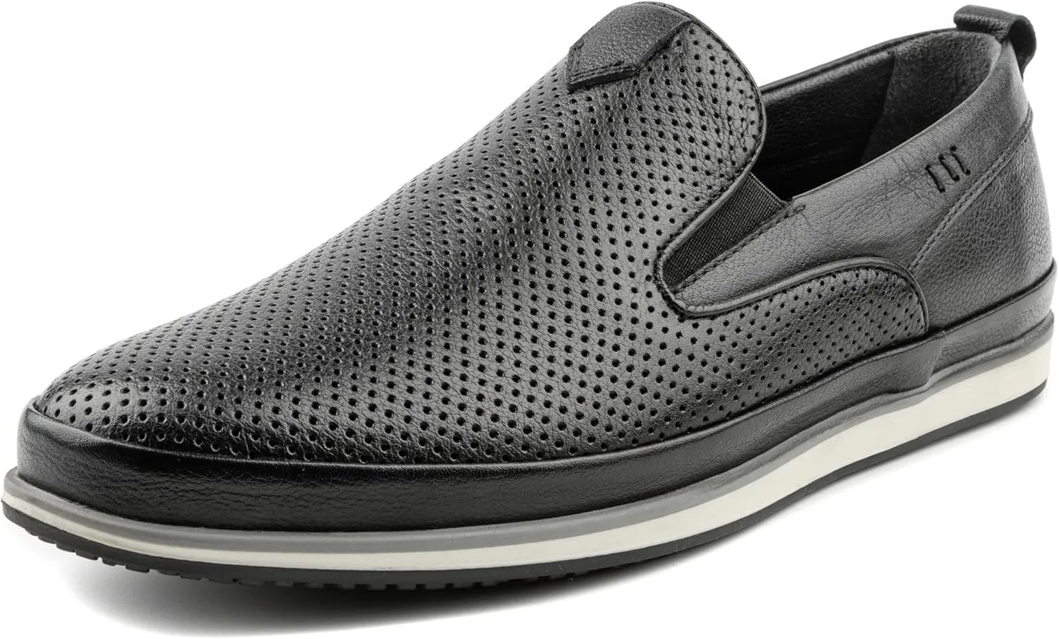 Men's Slip-On Loafers, Classic Fashion Sneakers, Flats Casual Lightweight Comfortable Breathable Mesh Perfed Leather Upper, Lining and Insole, Thermoplastic Sole