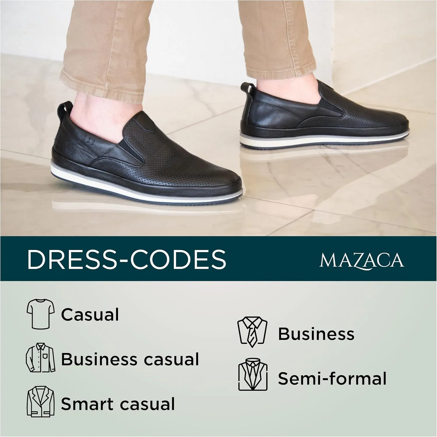 Men's Slip-On Loafers, Classic Fashion Sneakers, Flats Casual Lightweight Comfortable Breathable Mesh Perfed Leather Upper, Lining and Insole, Thermoplastic Sole