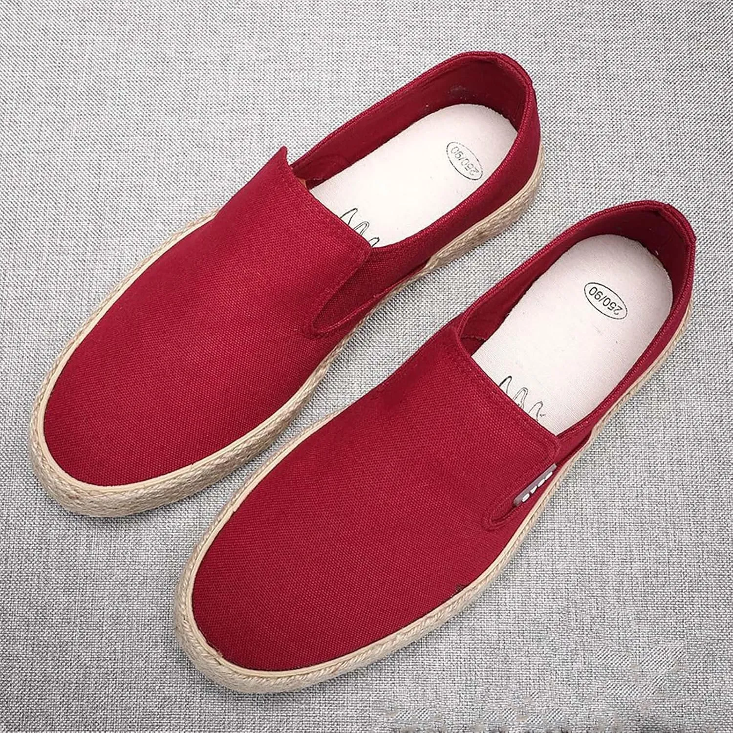Mens Slip On Sneakers Comfortable Wide Width Espadrilles Breathable Casual Sneakers Lightweight Canvas Sport Shoes Flat Walking Shoes