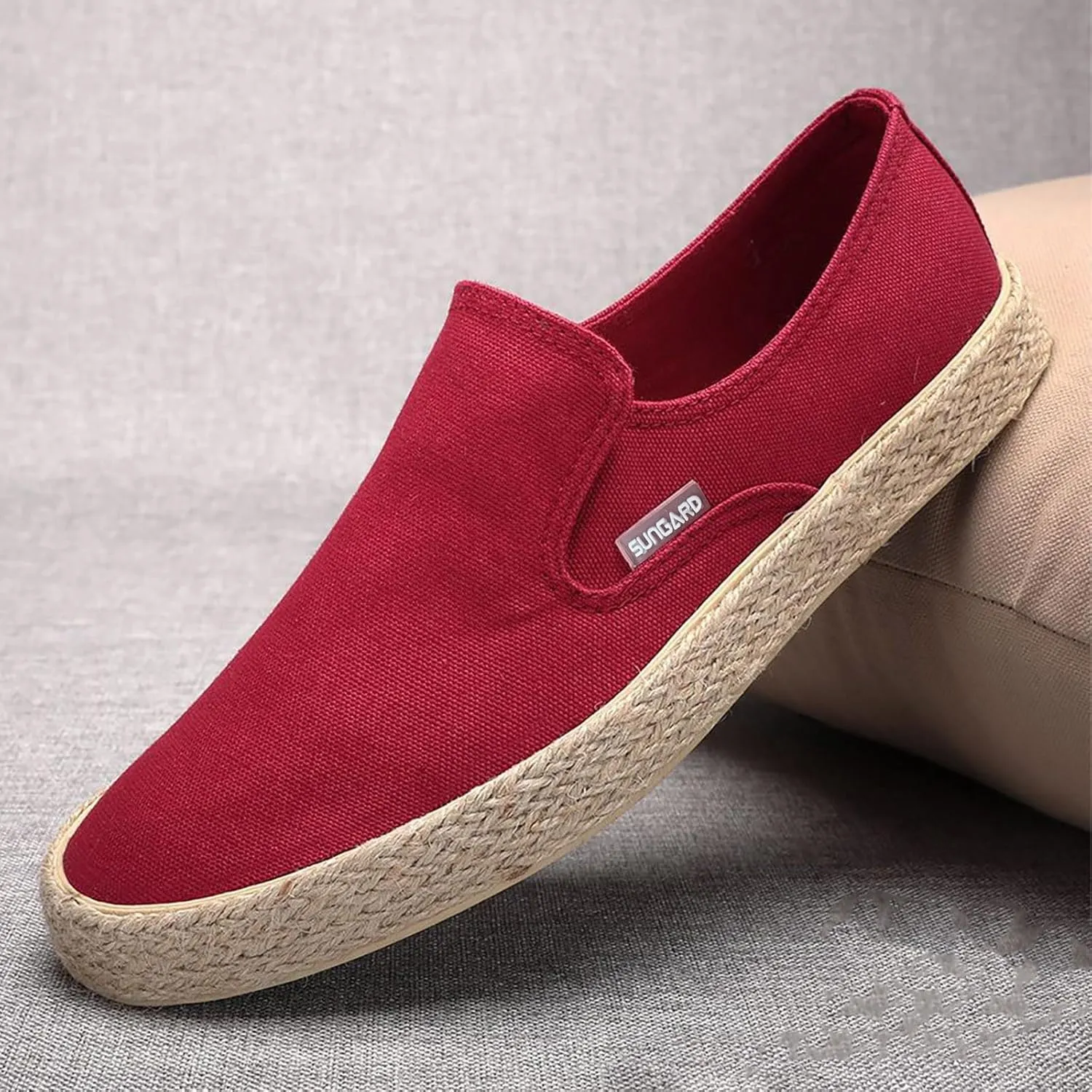 Mens Slip On Sneakers Comfortable Wide Width Espadrilles Breathable Casual Sneakers Lightweight Canvas Sport Shoes Flat Walking Shoes