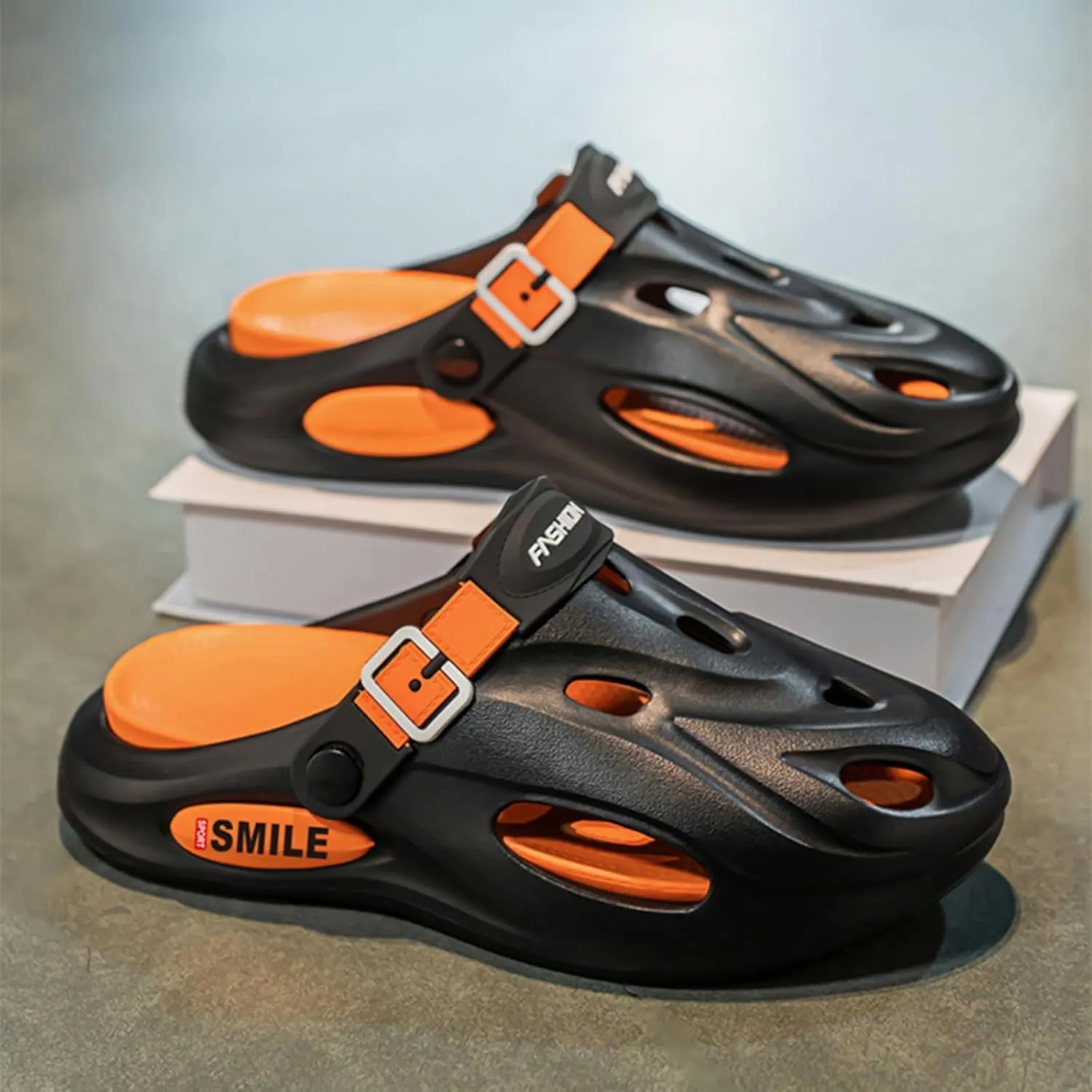 Men's Sporty Sandals - Breathable Adjustable Buckle Slip-Ons with Arch Support for Casual Outdoor Activities