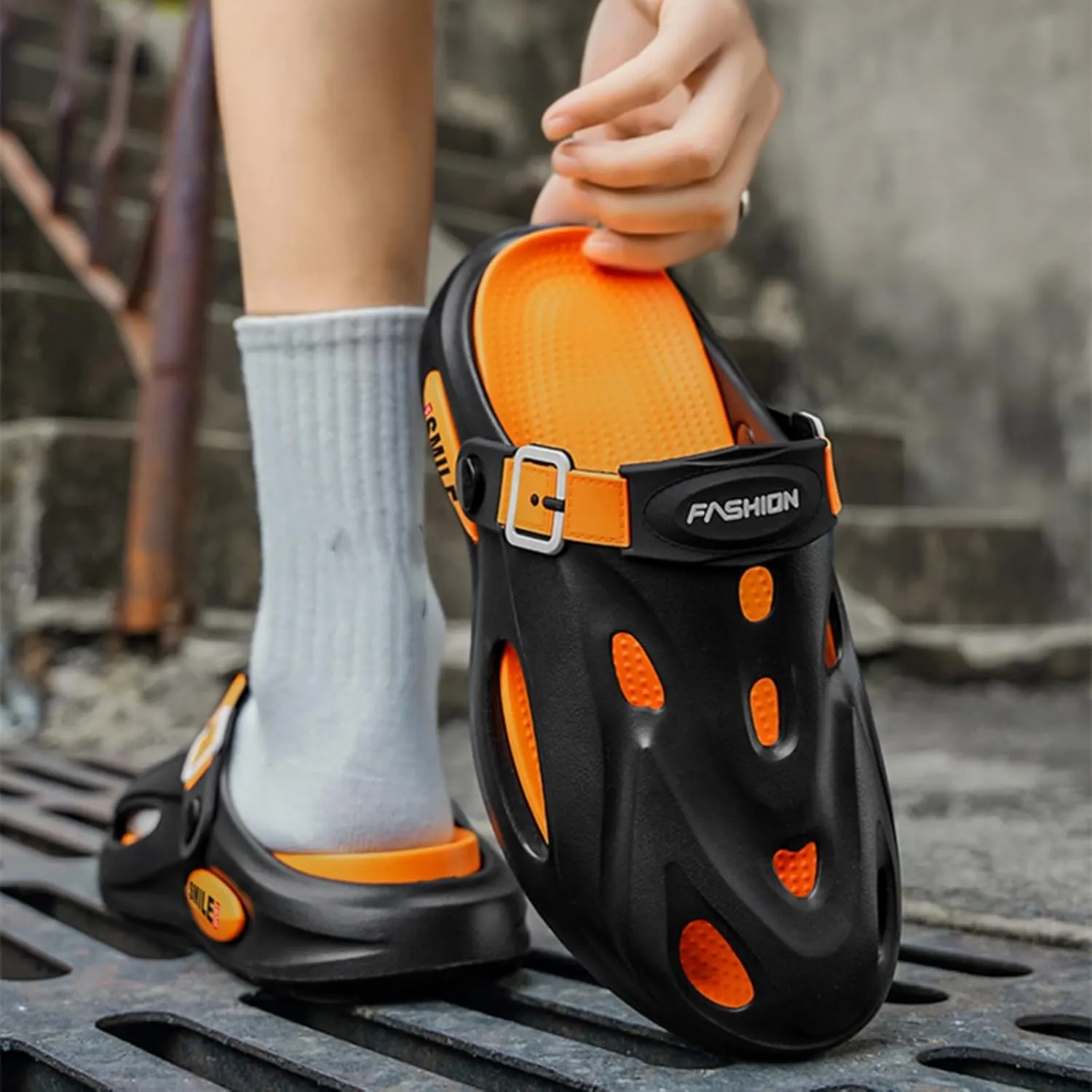 Men's Sporty Sandals - Breathable Adjustable Buckle Slip-Ons with Arch Support for Casual Outdoor Activities