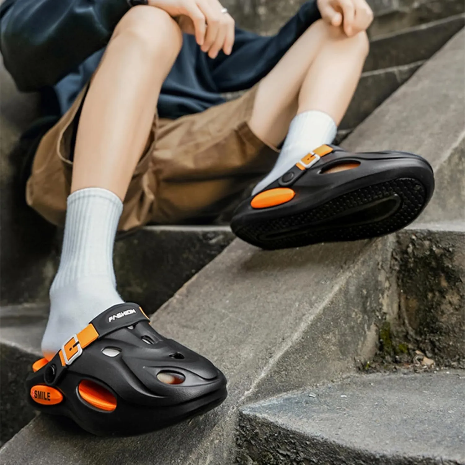 Men's Sporty Sandals - Breathable Adjustable Buckle Slip-Ons with Arch Support for Casual Outdoor Activities