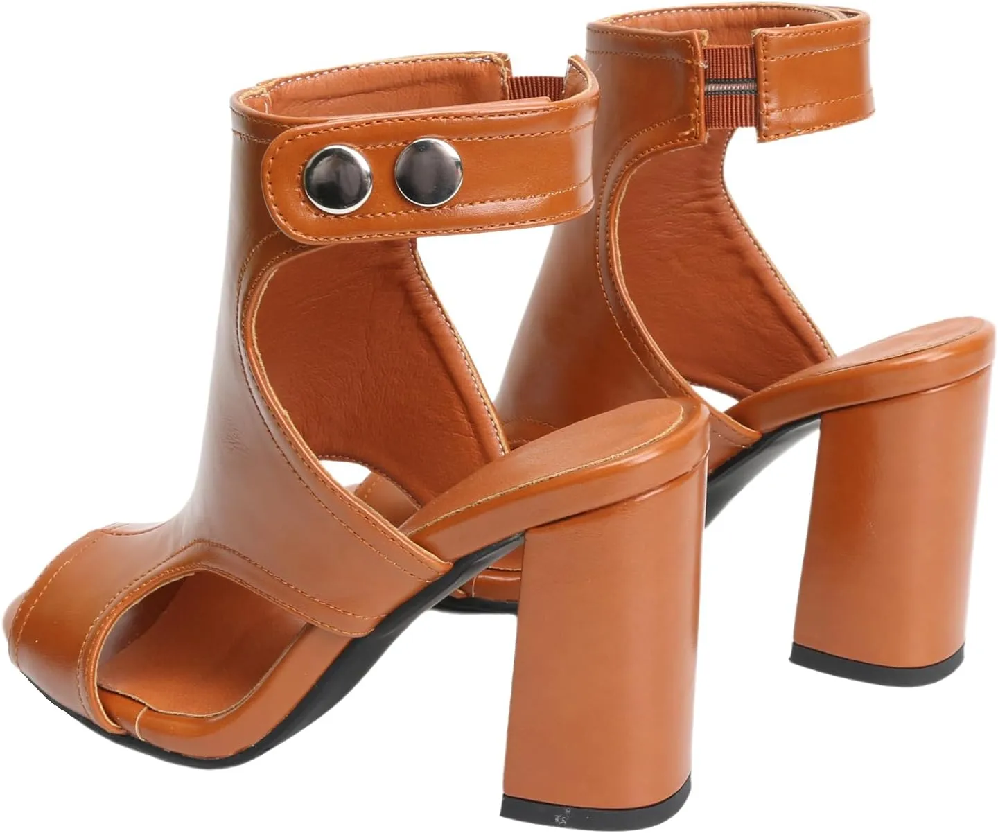 MEOTINA Open Toe Booties for Women Dressy Sandals Peep Toe Boots Block Heels Summer Gladiator Shoes
