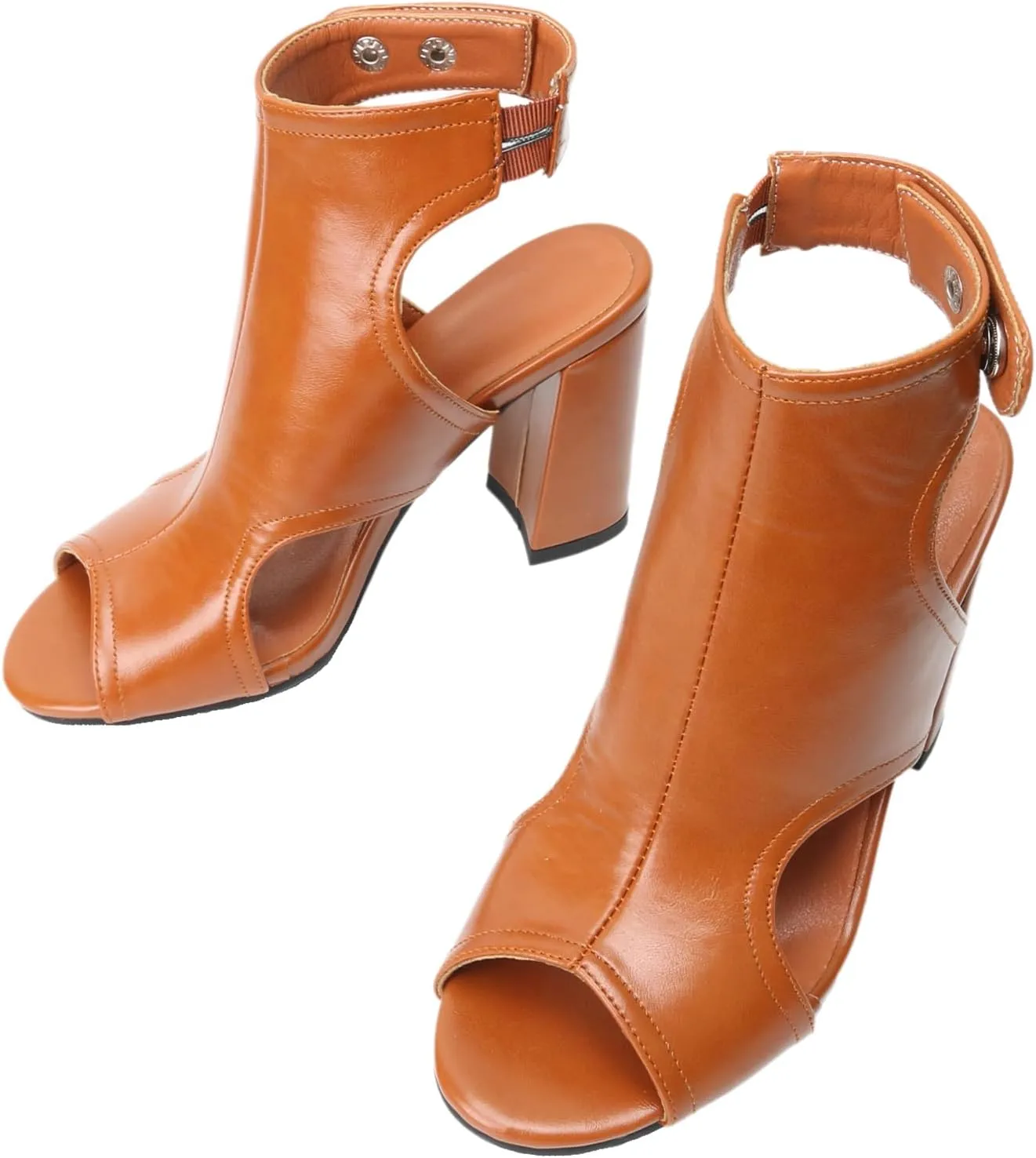 MEOTINA Open Toe Booties for Women Dressy Sandals Peep Toe Boots Block Heels Summer Gladiator Shoes