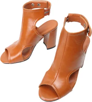 MEOTINA Open Toe Booties for Women Dressy Sandals Peep Toe Boots Block Heels Summer Gladiator Shoes