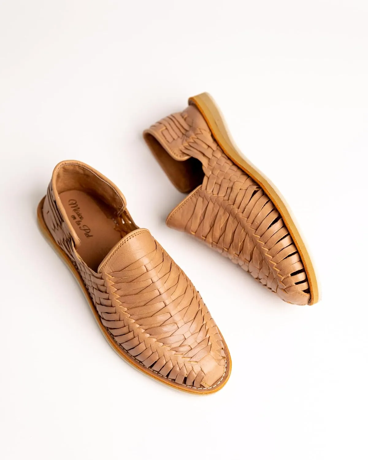 Mexico en la Piel Handmade Leather Huarache Sandals for Men - Genuine Tan Leather, Slip-On, Breathable Design, Ultra Comfortable Insole, Casual and Beach-Ready Shoes, Sizes 7-13 US