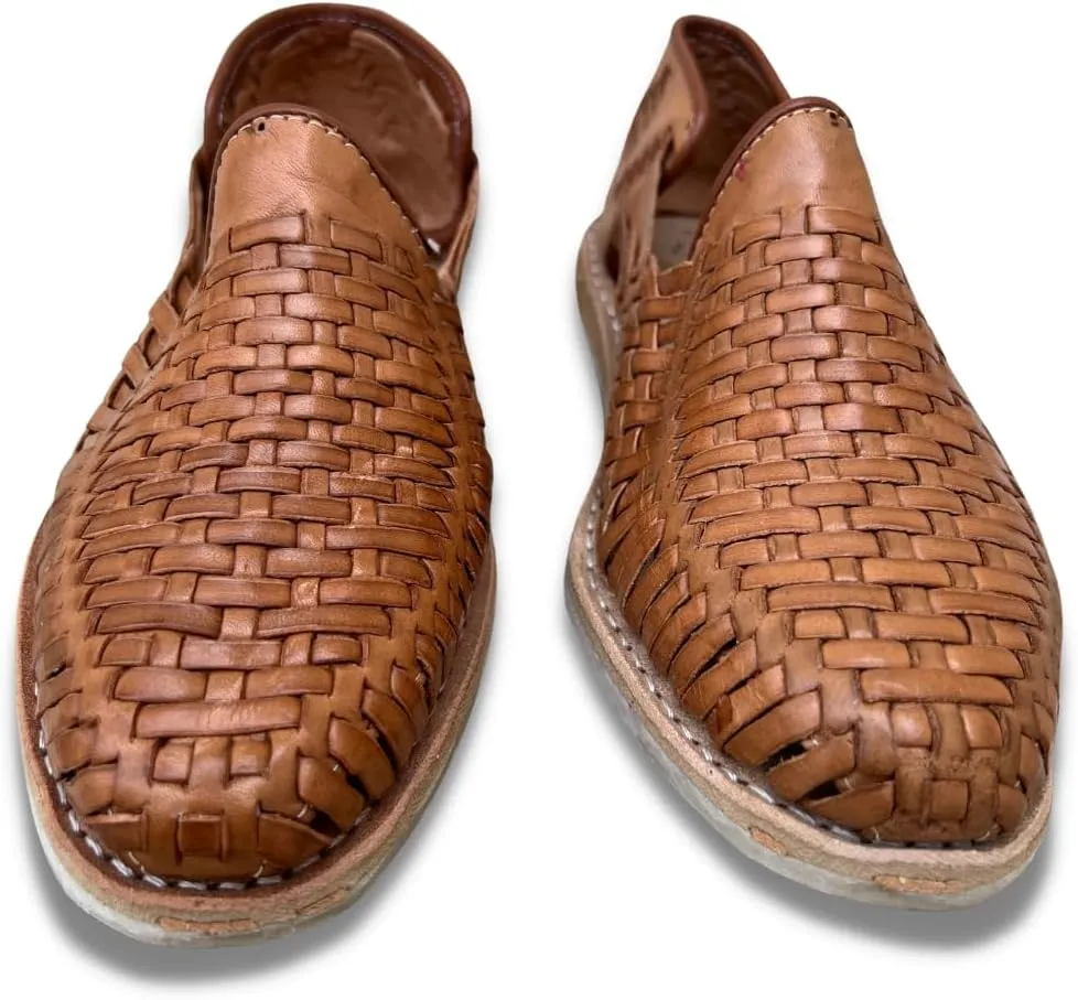 Mexico en la Piel Men’s Handmade Leather Huarache Sandals – Slip-On, Comfortable, Breathable, Available in Tan, Black, and Reddish – Sizes 8US to 13US