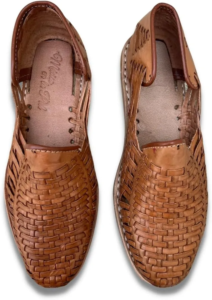 Mexico en la Piel Men’s Handmade Leather Huarache Sandals – Slip-On, Comfortable, Breathable, Available in Tan, Black, and Reddish – Sizes 8US to 13US