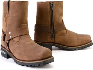 Milwaukee Leather MBL9353 Women’s Crazy Horse Brown Leather Motorcycle Rider Short Harness Boots