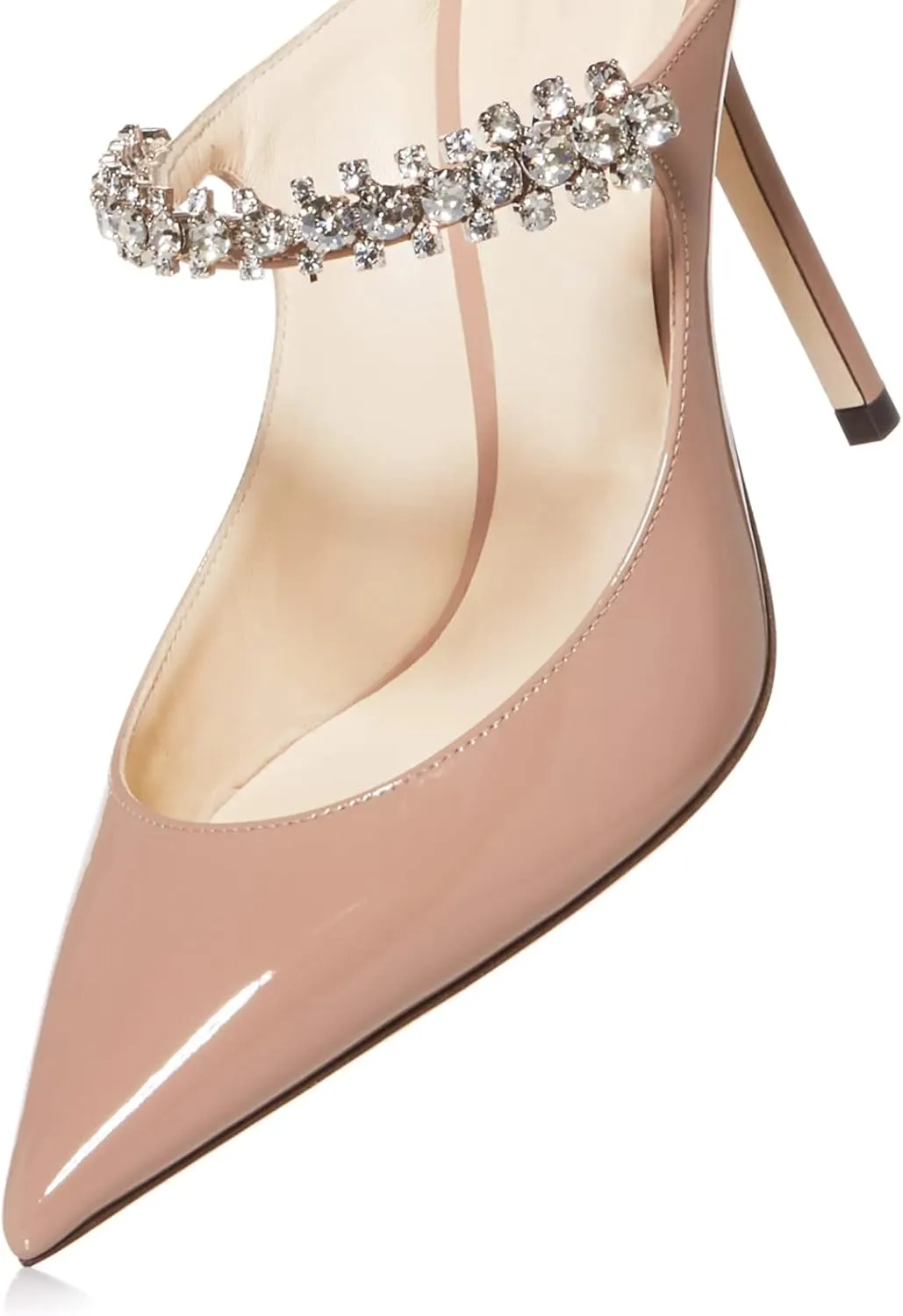MIRAAZZURRA Women Heeled Mules Rhinestone Strappy Pointed Toe Mules Stiletto High Heels Slip On Bridal Sandals for Women
