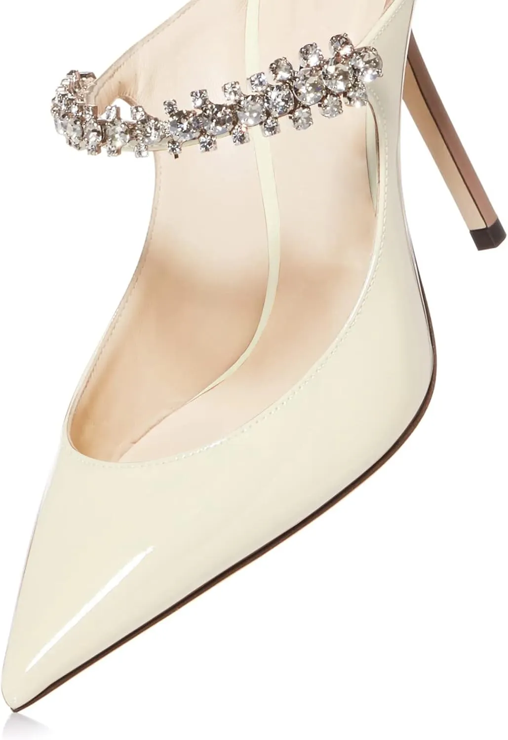 MIRAAZZURRA Women Heeled Mules Rhinestone Strappy Pointed Toe Mules Stiletto High Heels Slip On Bridal Sandals for Women