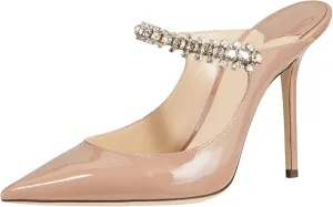 MIRAAZZURRA Women Heeled Mules Rhinestone Strappy Pointed Toe Mules Stiletto High Heels Slip On Bridal Sandals for Women